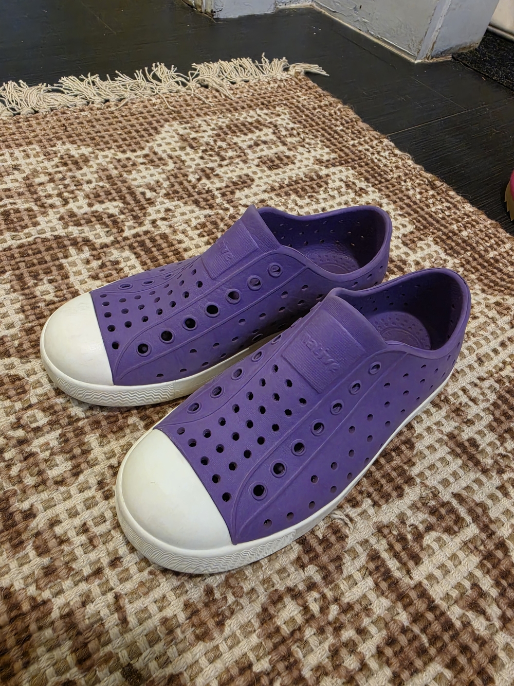 Native Kids Purple Slip-On Water Shoes with White Toe Cap